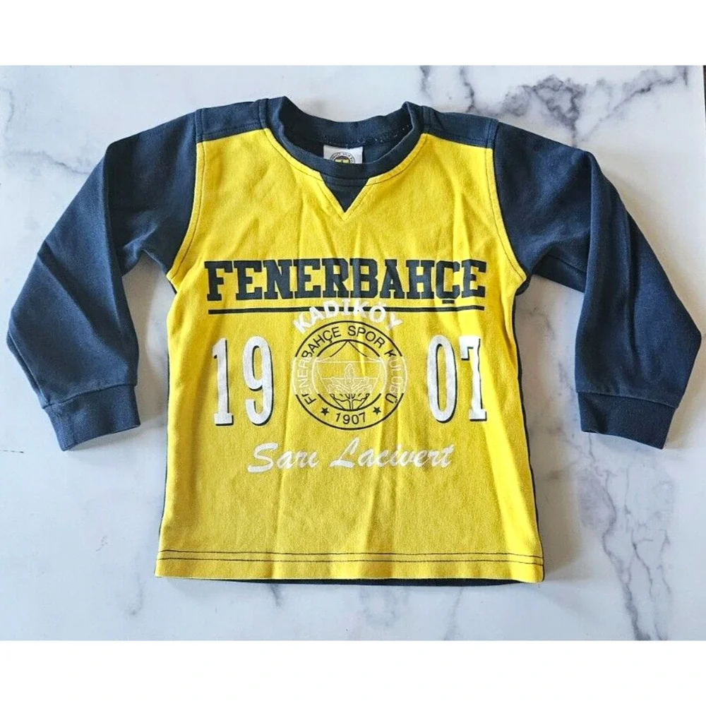 Fenerbahce Sweatshirt‎ Boys 3 Yellow 1907 College Football Soccer Rugby Shirt